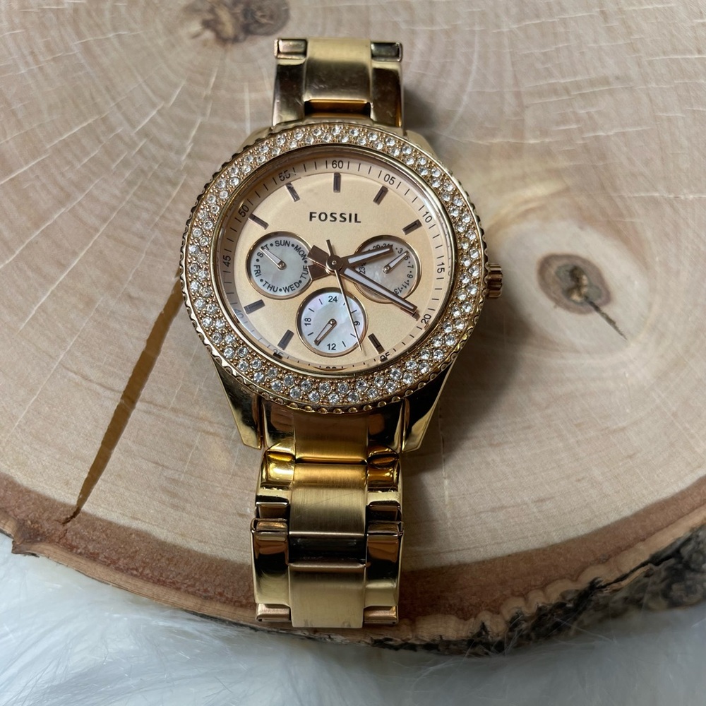 Fossil Stella Glitz Rose Gold Multi Function  Watch - Picture 3 of 12
